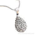 925 Silver Drop Shape Shamballa Pendant Necklace For Women